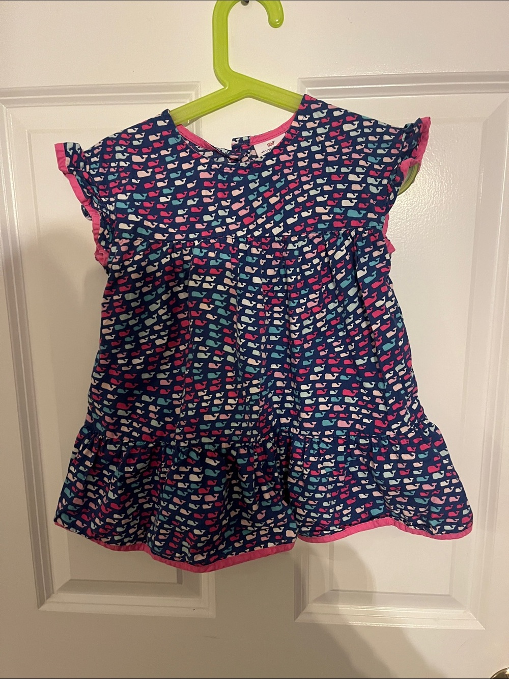 Vineyard Vines Navy Whale Print Dress with Pink Accents